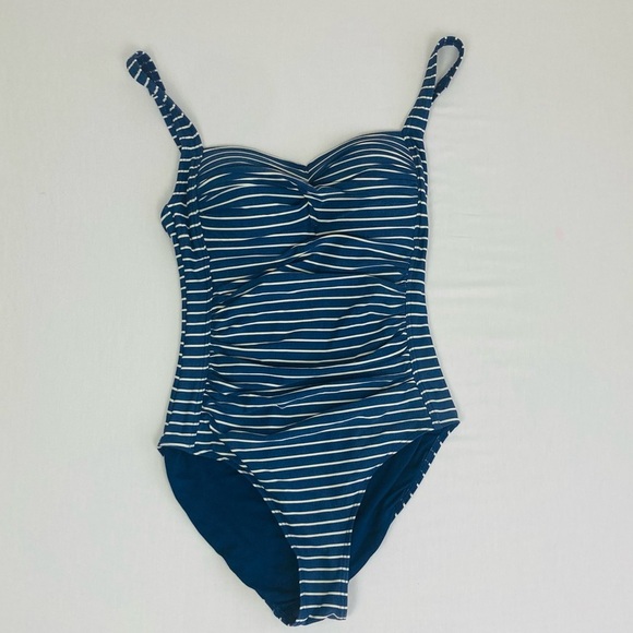 Nip Tuck one piece swimsuit in a denim blue with white striping multi fit cup. 4 - Picture 2 of 6